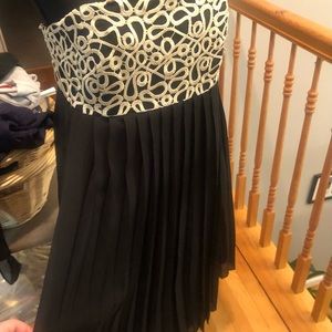 Black and Gold Strapless Dress